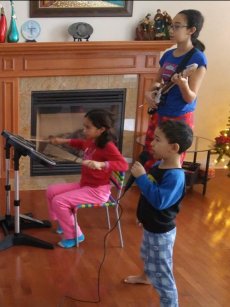 Family playing music together